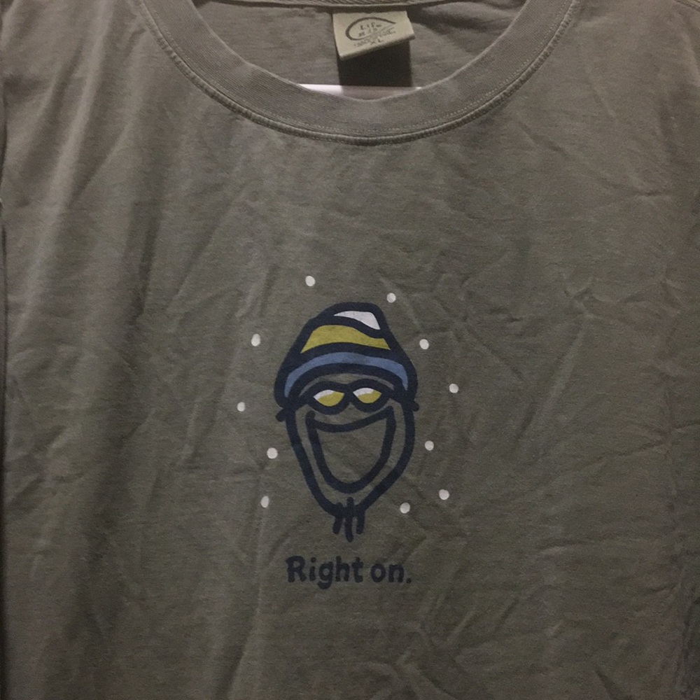 Life is Good mens”RightOn” graphic T-shirt crew neck long sleeves Tee size XL